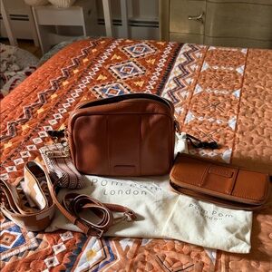 Pom Pom London Brown Crossbody Bag Set